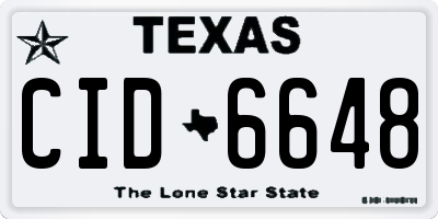 TX license plate CID6648