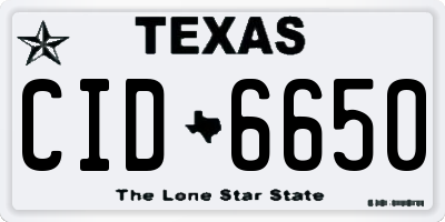 TX license plate CID6650