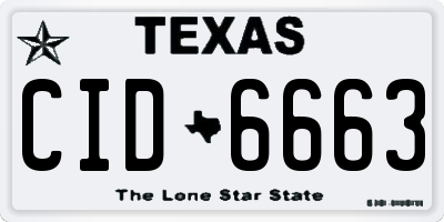 TX license plate CID6663