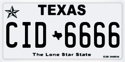 TX license plate CID6666