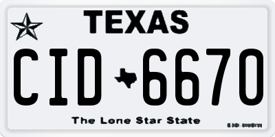 TX license plate CID6670