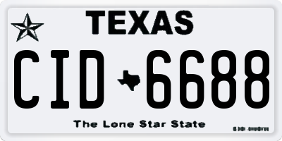 TX license plate CID6688