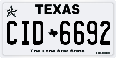 TX license plate CID6692