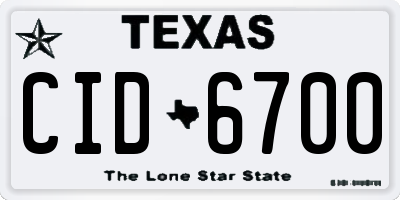 TX license plate CID6700