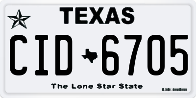 TX license plate CID6705