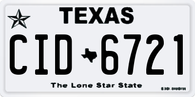 TX license plate CID6721