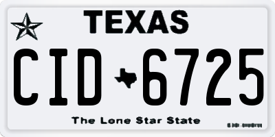 TX license plate CID6725