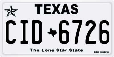 TX license plate CID6726