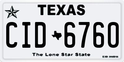 TX license plate CID6760