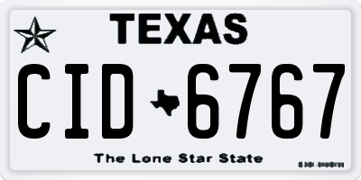 TX license plate CID6767