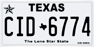 TX license plate CID6774