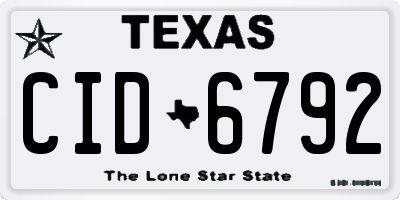 TX license plate CID6792