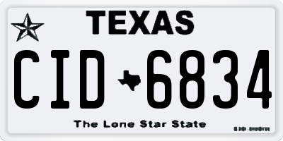 TX license plate CID6834