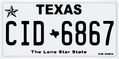 TX license plate CID6867
