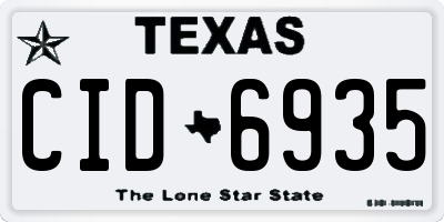 TX license plate CID6935