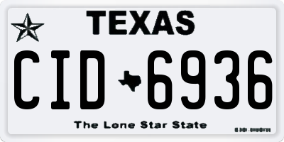 TX license plate CID6936