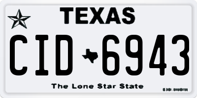 TX license plate CID6943