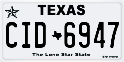 TX license plate CID6947