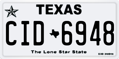 TX license plate CID6948