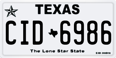 TX license plate CID6986