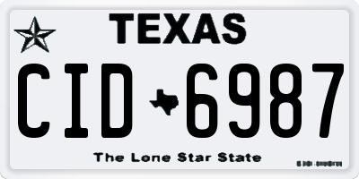 TX license plate CID6987