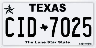 TX license plate CID7025