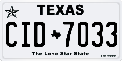 TX license plate CID7033