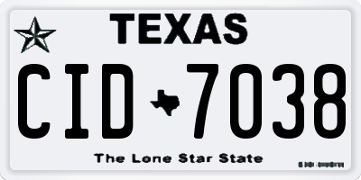TX license plate CID7038