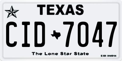 TX license plate CID7047