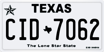TX license plate CID7062