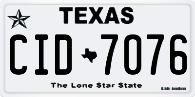 TX license plate CID7076