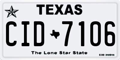 TX license plate CID7106
