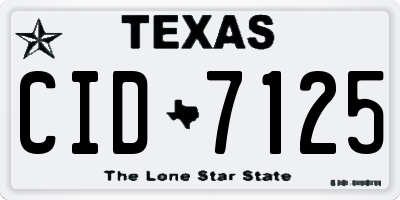 TX license plate CID7125