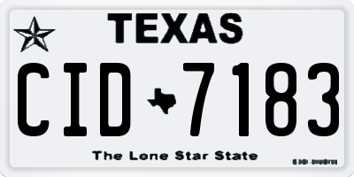 TX license plate CID7183