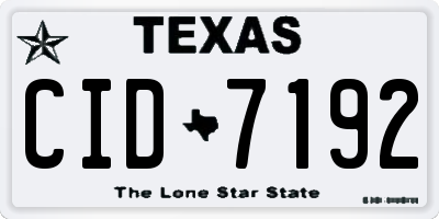 TX license plate CID7192