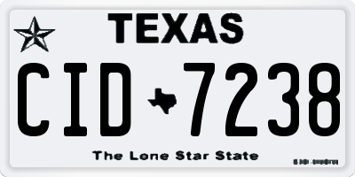 TX license plate CID7238