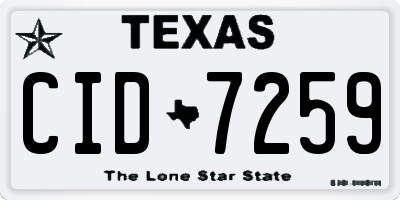 TX license plate CID7259