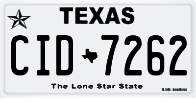TX license plate CID7262