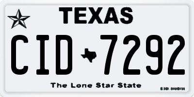 TX license plate CID7292