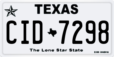 TX license plate CID7298