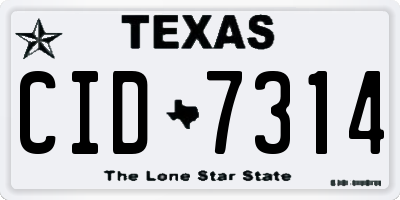 TX license plate CID7314