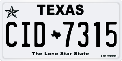 TX license plate CID7315