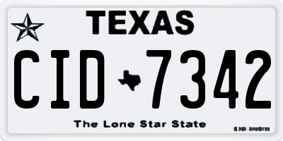 TX license plate CID7342
