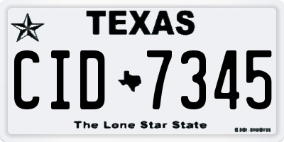 TX license plate CID7345