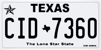 TX license plate CID7360