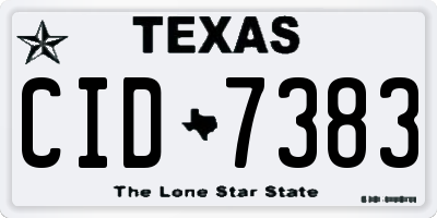 TX license plate CID7383