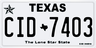 TX license plate CID7403