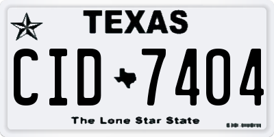 TX license plate CID7404