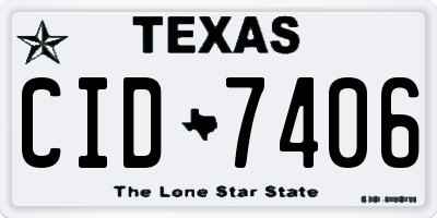 TX license plate CID7406