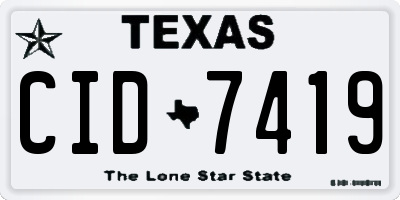 TX license plate CID7419